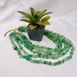 Aventurine quartz chip 5 Strand Necklace